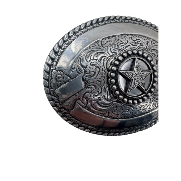 Crumrine Texas Star Floral Swirl Ornate Western Belt Buckle Fast Shipping - Picture 2 of 14